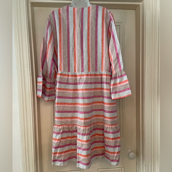 Boden Relaxed Linen Tiered Dress - Pink Mix Stripes - Size 20 L - NWT - Picture 2 of 4